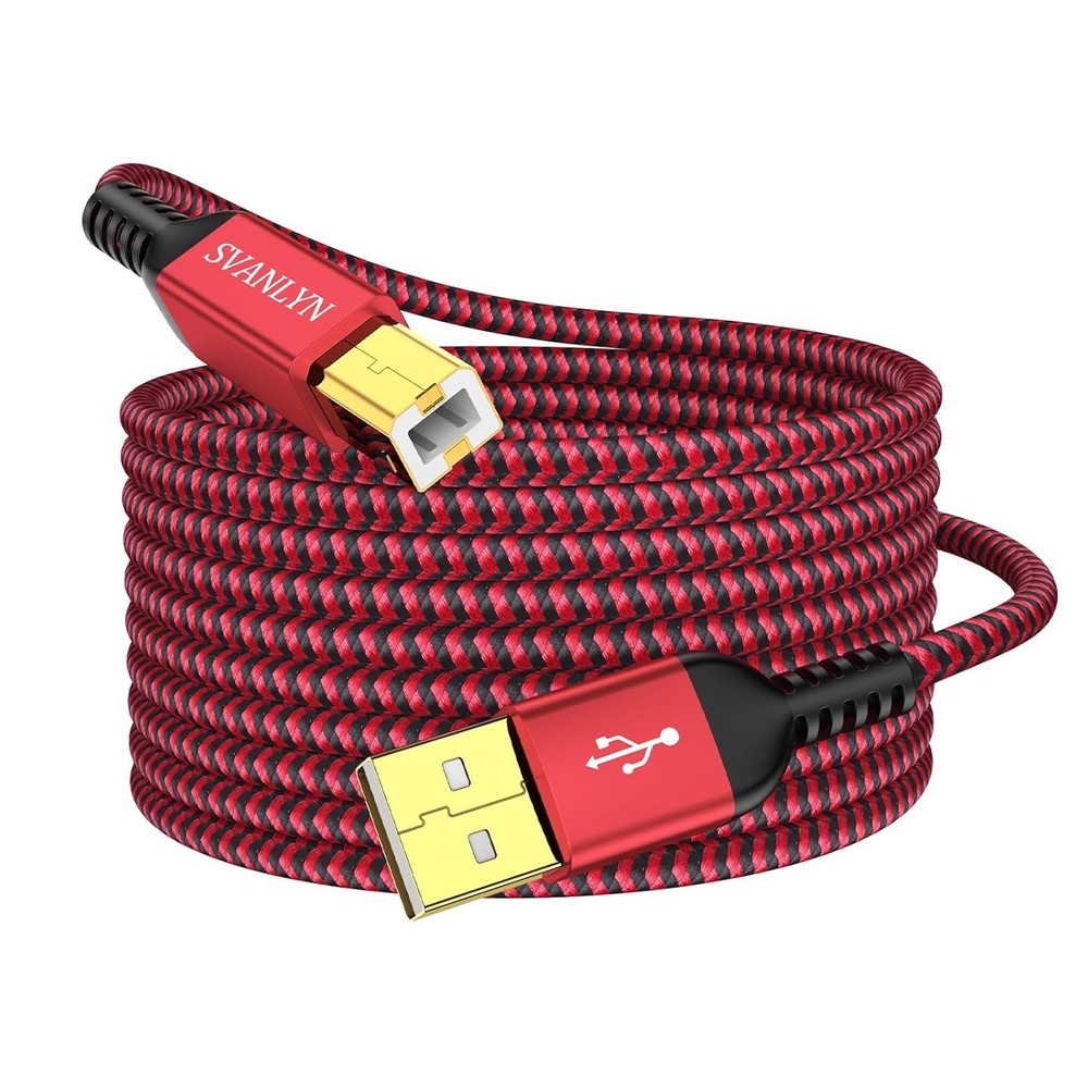 Printer Cable 20 FT, USB A to B 2.0 High-Speed Nylon Braided...