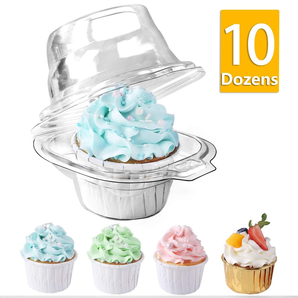 120 Packs Individual Cupcake Containers Stackable Single Compartment Cupcake Dis