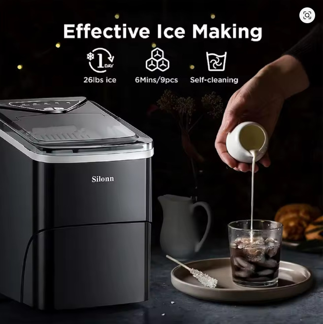 Countertop Ice Maker Machine Portable 26Lbs/Day Fast Ice Cube Maker