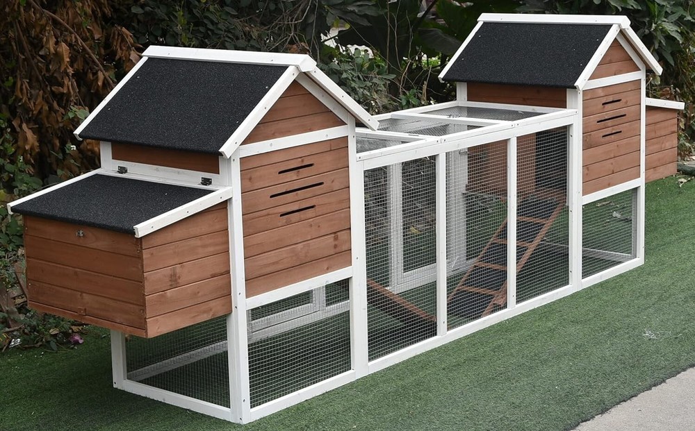 123" Solid Wood Chicken Coop Backyard Hen House 4-6 Chickens w 4 Nesting Boxes