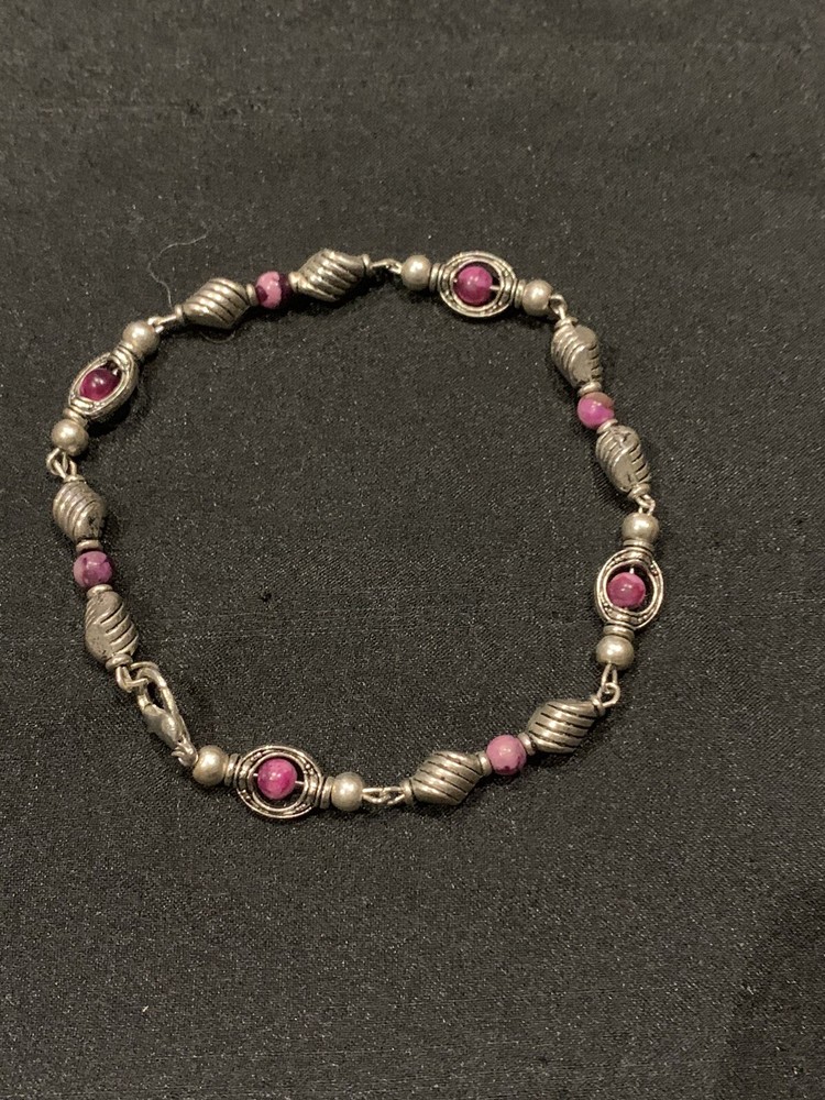 Pink Agate Bead Bracelet