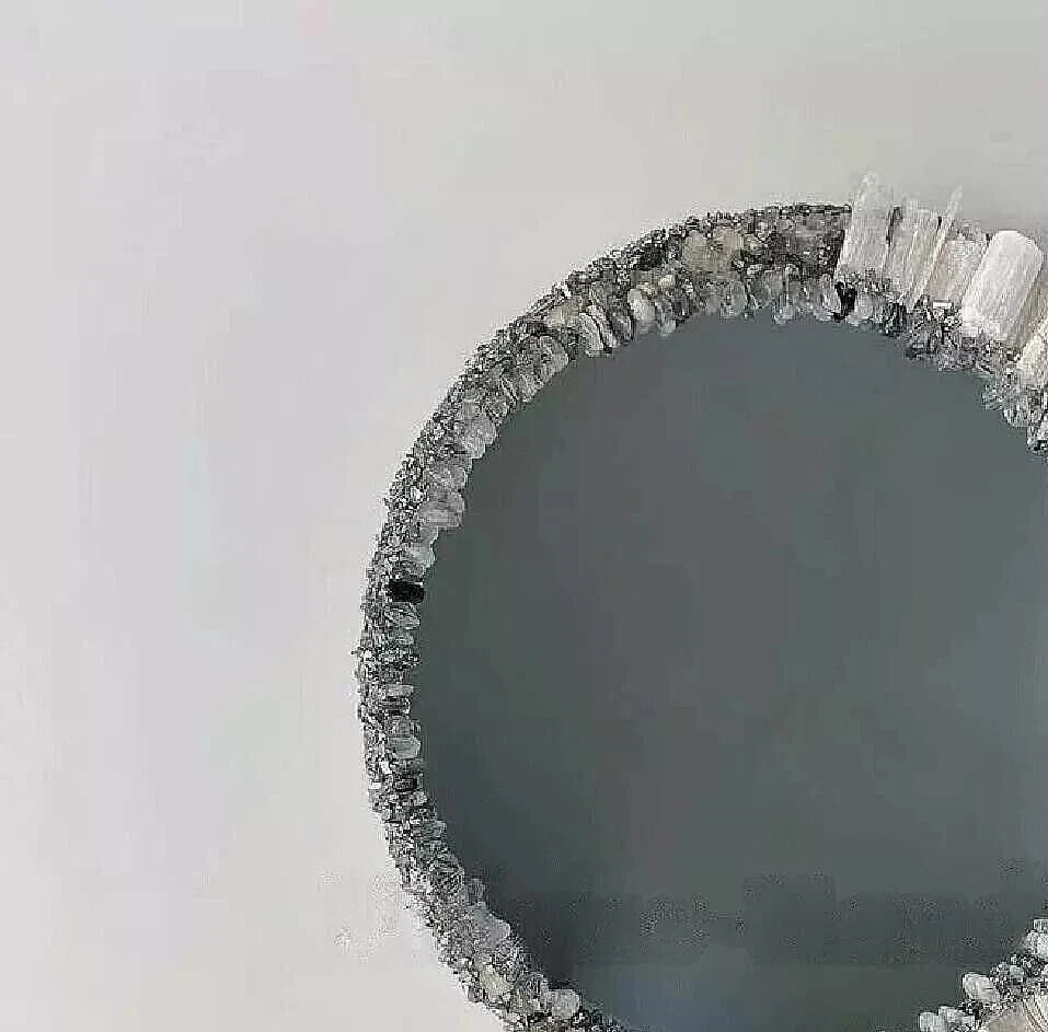 18" Handmade Selenite Wall Mirror | Crystal Gemstone Frame Mirror