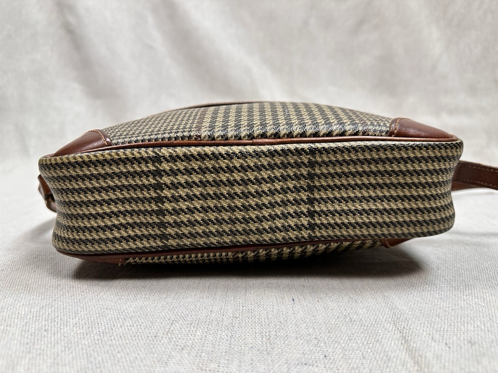 Vintage Polo Ralph Lauren Brown Russell Houndstooth Plaid Bag Leather 90s