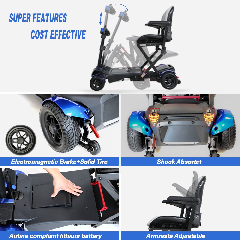 Remote Control Foldable Electric Mobility Scooter with Suspension for Senior