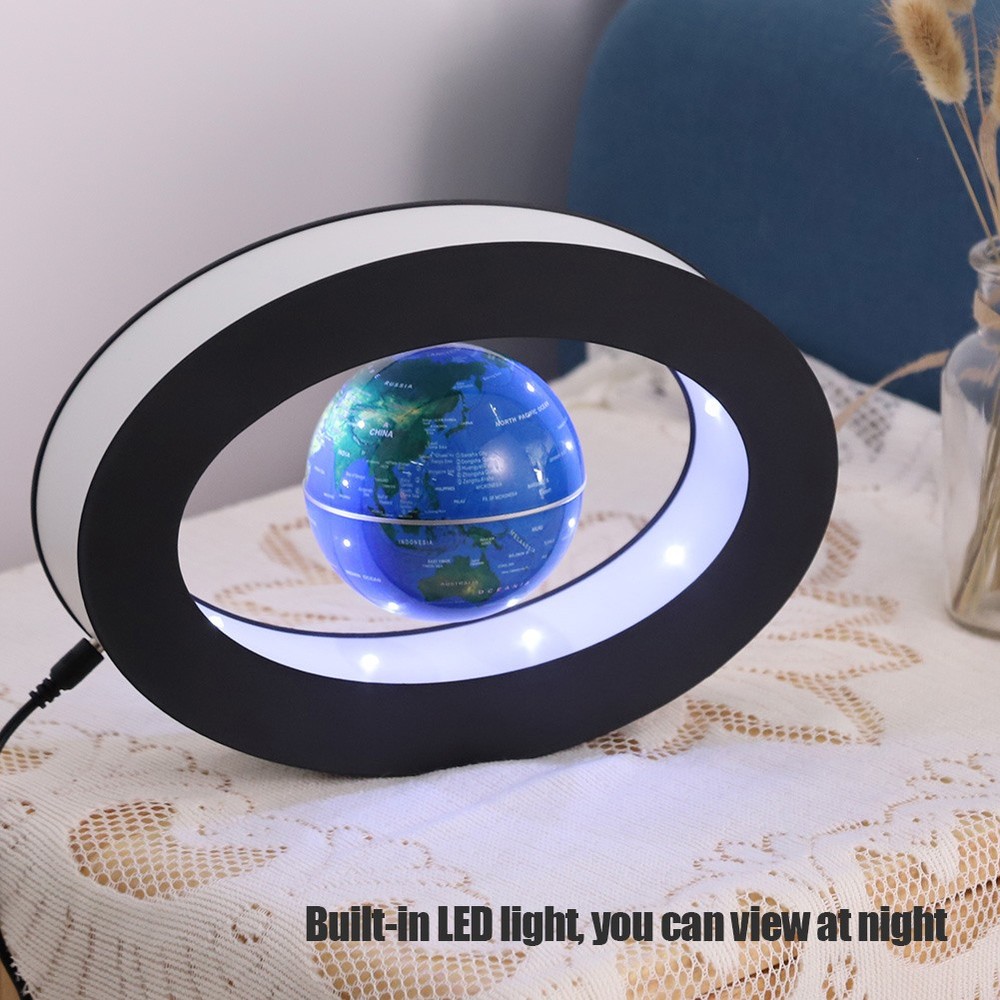 (Blue US Plug)Electronic Magnetic Levitation Floating Globe With LED Light