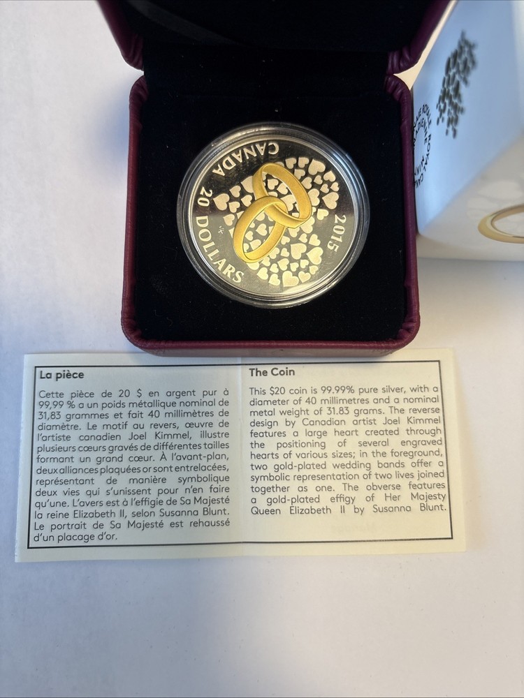 2015 $20 Fine Silver Coin Wedding