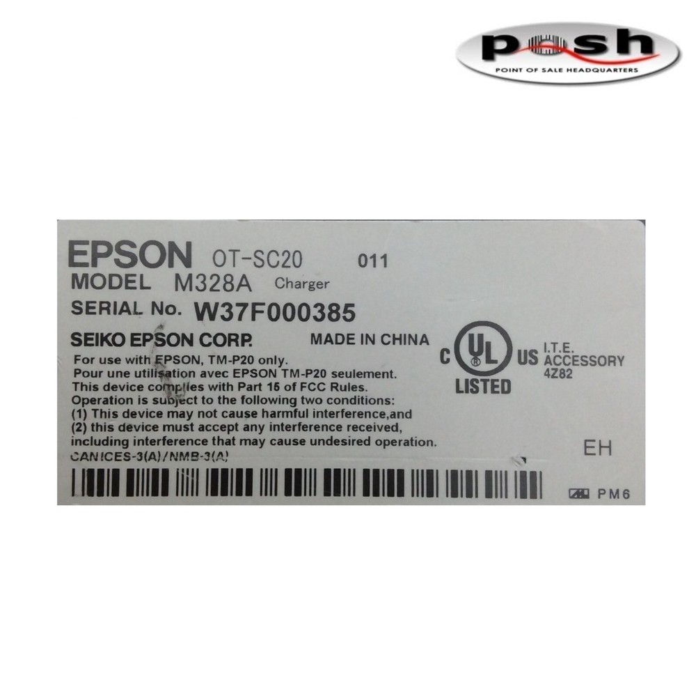 Epson Printer Replacement Charger M328A for Receipt Printer TM-P20 Series