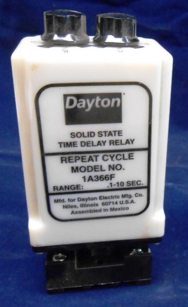 DAYTON, SOLID STATE TIME DELAY RELAY, 1A366F, 0.1 - 10 SEC, 120 VAC 10 AMP
