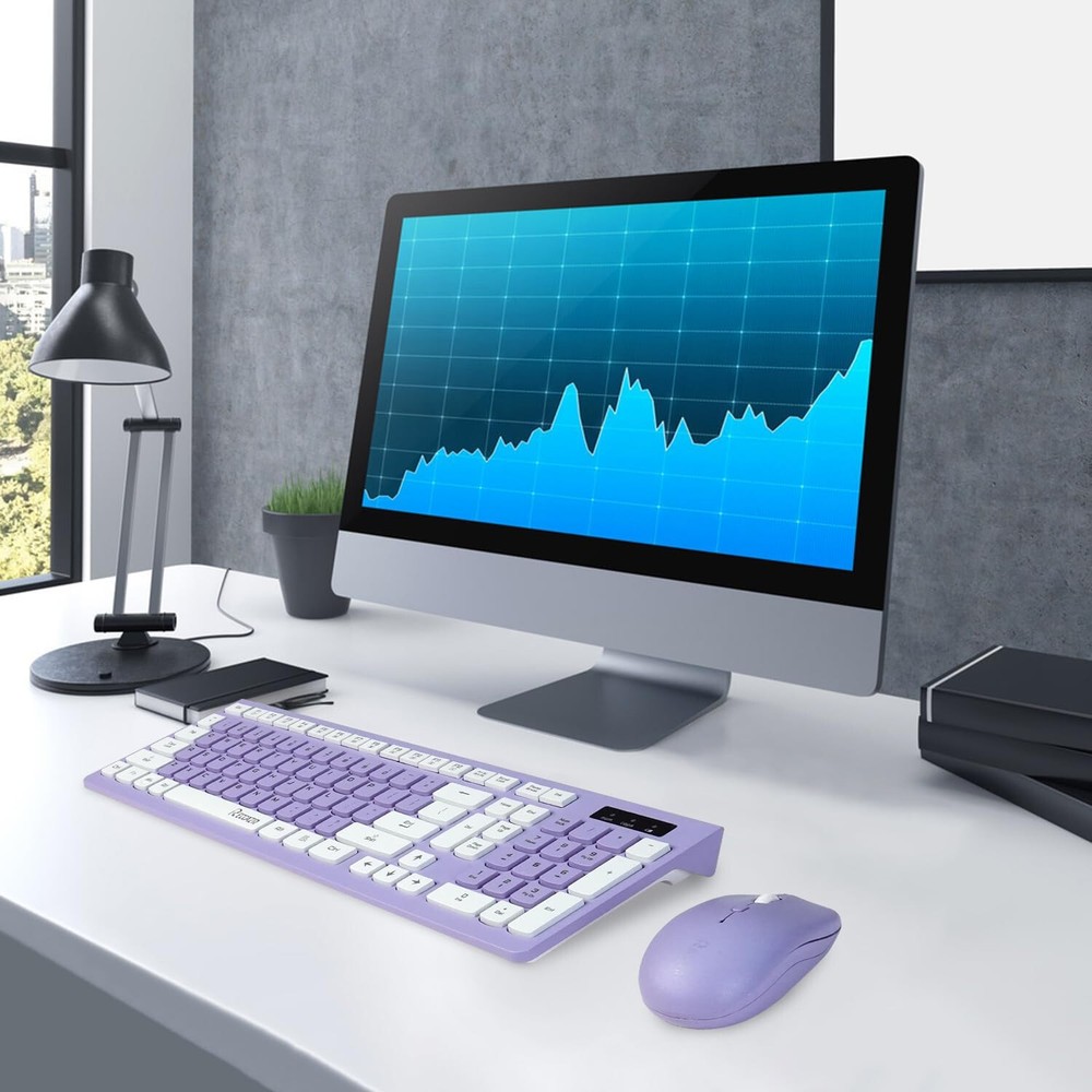 -Wireless Large Print Keyboard and Mouse Set with USB Receiver| Quiet Scissor...