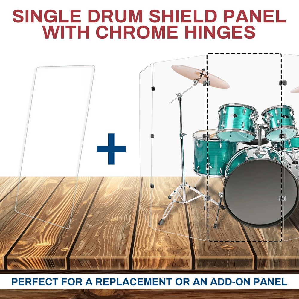 Acrylic Drum Shield one Single Panel 2' X 5' 1/4 inch Acrylic Chrome Hinges