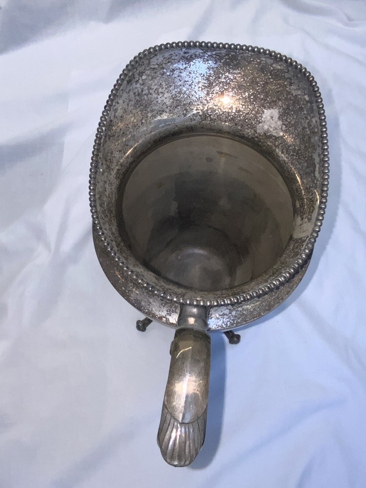 BRITISH HS SILVER CO. FOOTED PITCHER SILVER ON COPPER Antique