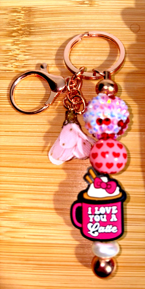 HAND MADE BEAD PEN AND BEAD KEY CHAIN - valentines