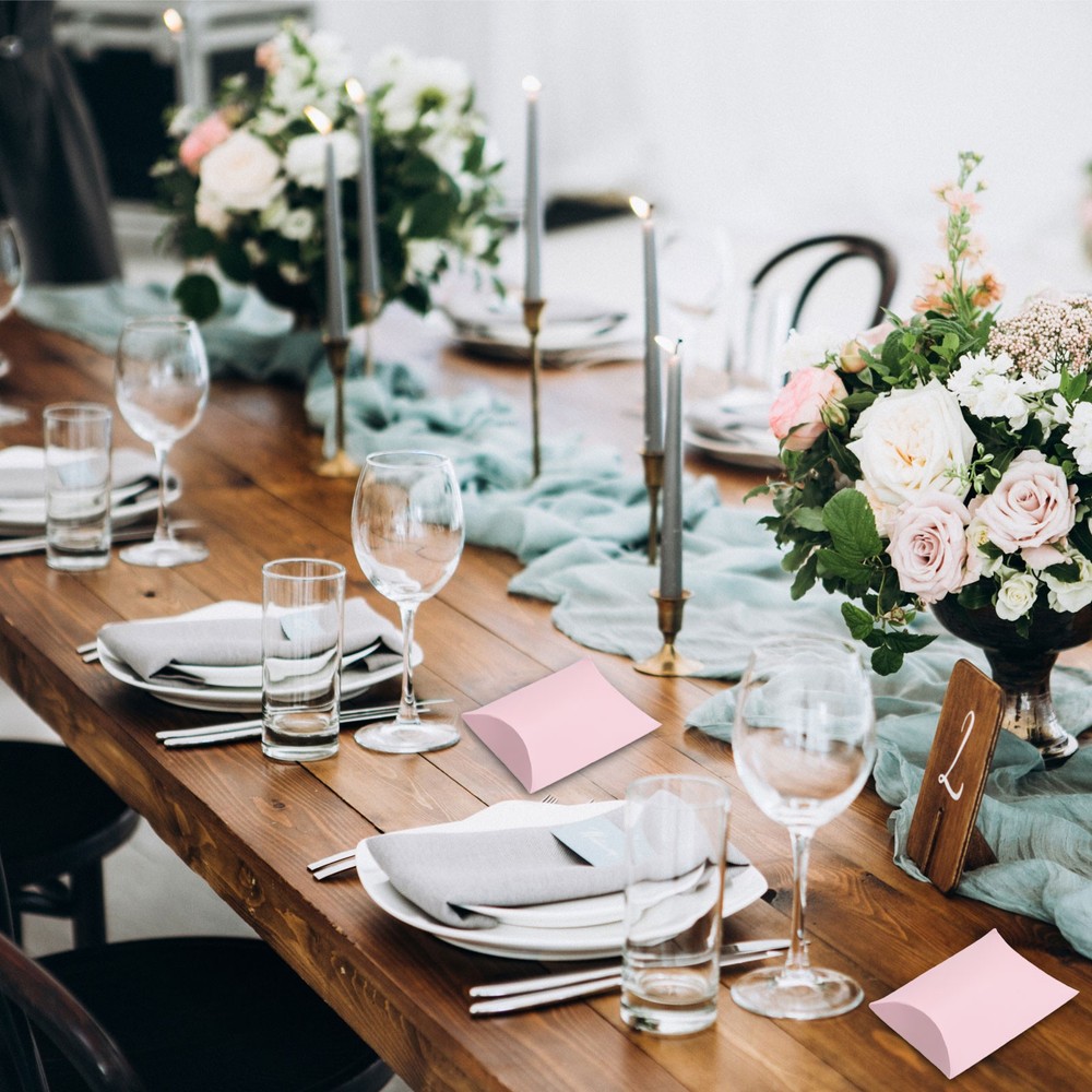 100Pcs Pillow Boxes Wedding Gift Boxes for Wedding Pink