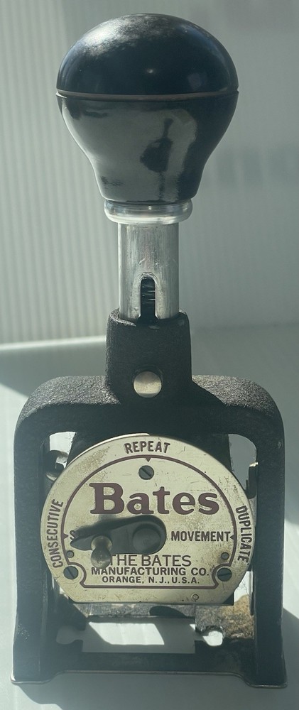 Bates Numbering Machine Circa 1930s
