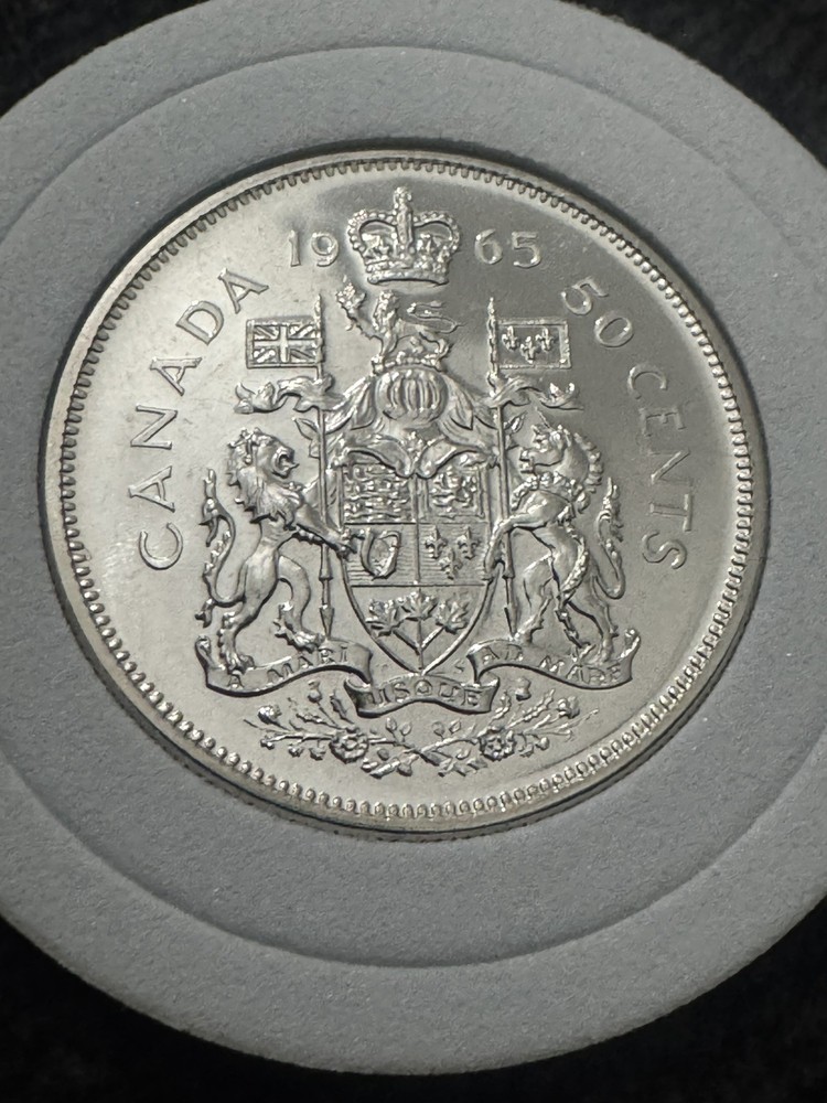 1965 Canadian Silver 50 Cent Uncirculated Half Dollar Coin Beautiful