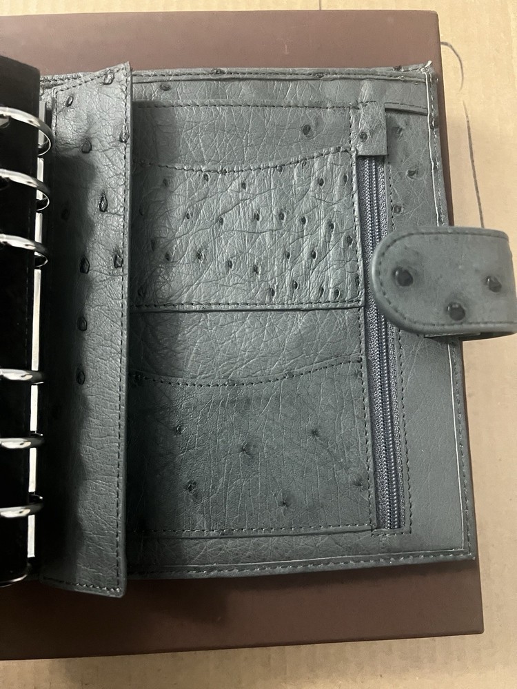 Gillio Real Ostrich Anthracite A6 Compagna Planner