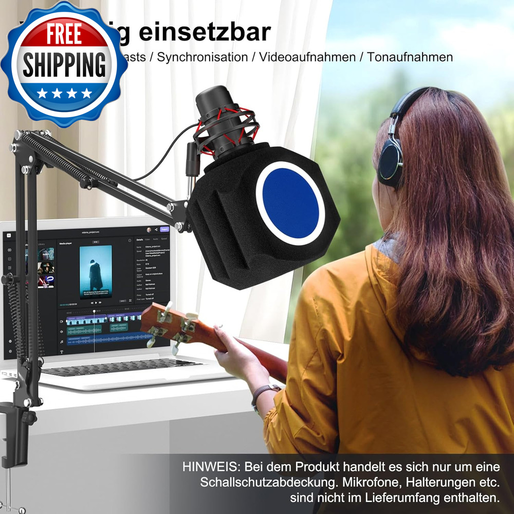 Microphone Wind Shield Pop Filter Isolation Ball, Acoustic for Record Studios Mi