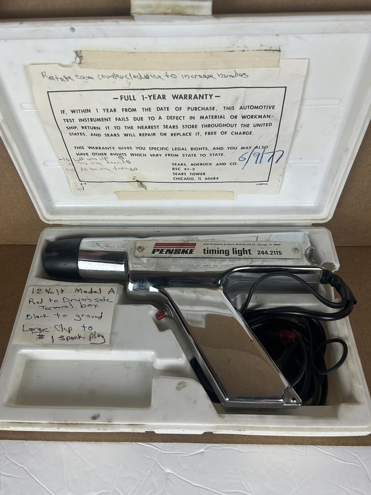Vintage Penske Sears 244.2115 DC Inductive Timing Light w/Cables &Case