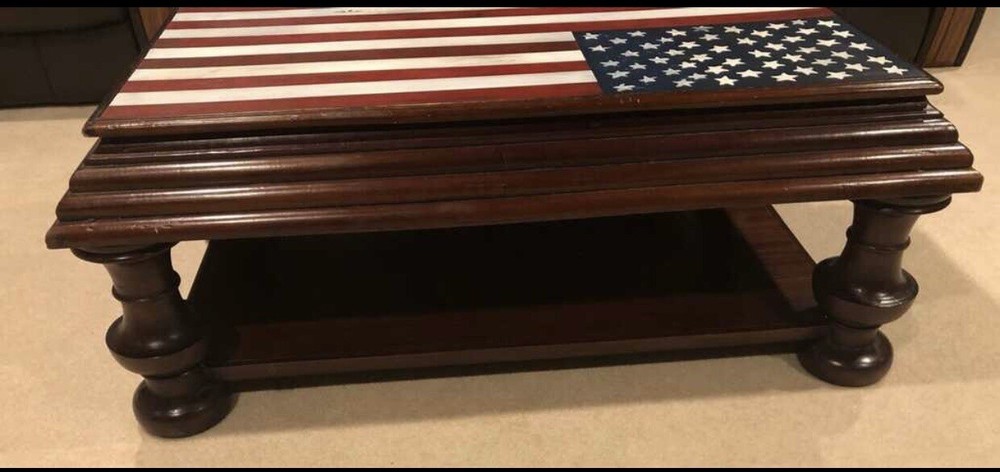 Farmhouse Wood Coffee Table - Painted Flag