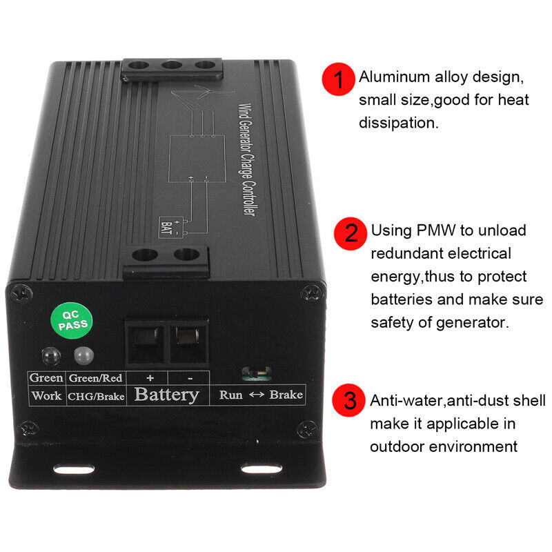 12V/24V/48V Wind Charge Controller Wind Turbine Generator Charging Regulator