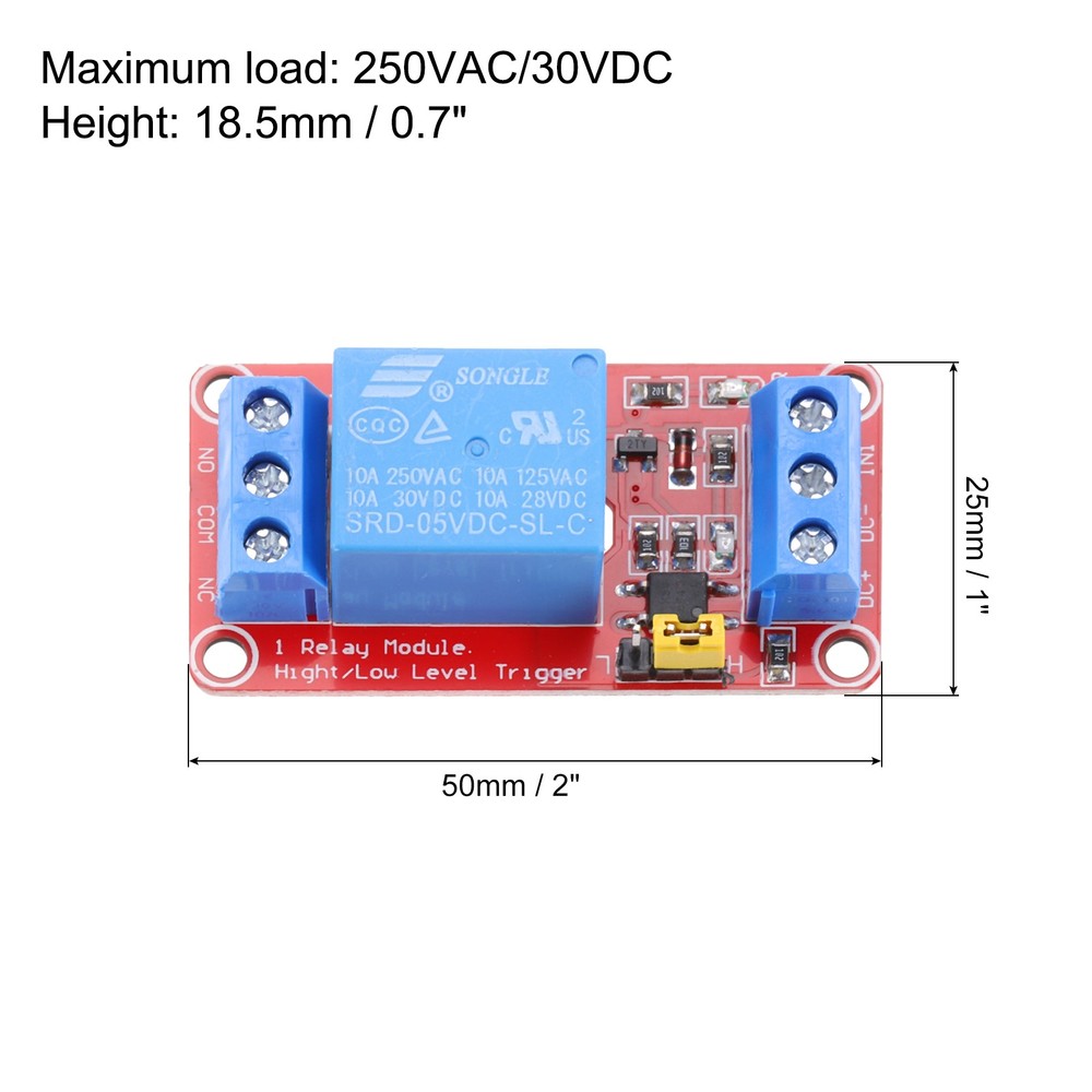 6 Pcs DC 5V 1 Channel Relay Module High or Low Level Trigger for Electronics