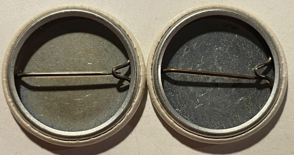 RARE VINTAGE Set of 2 x Asia Rocks Button Pin 1980s Geffen Records USED GOOD