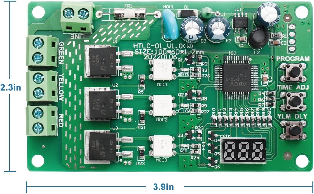 briidea 3 Channel Traffic Light Controller Sequencer 85VAC-265VAC with Digital T