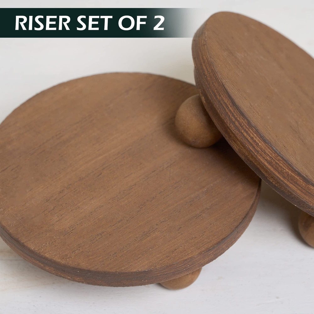 Defined Deco Mini Wood Risers for Display, Small 5"Round Rustic Pedestal Display
