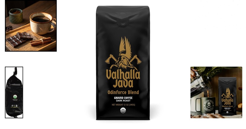 USDA Organic Valhalla Java Coffee - 12 Oz Dark Roast with Rich Flavor Profile