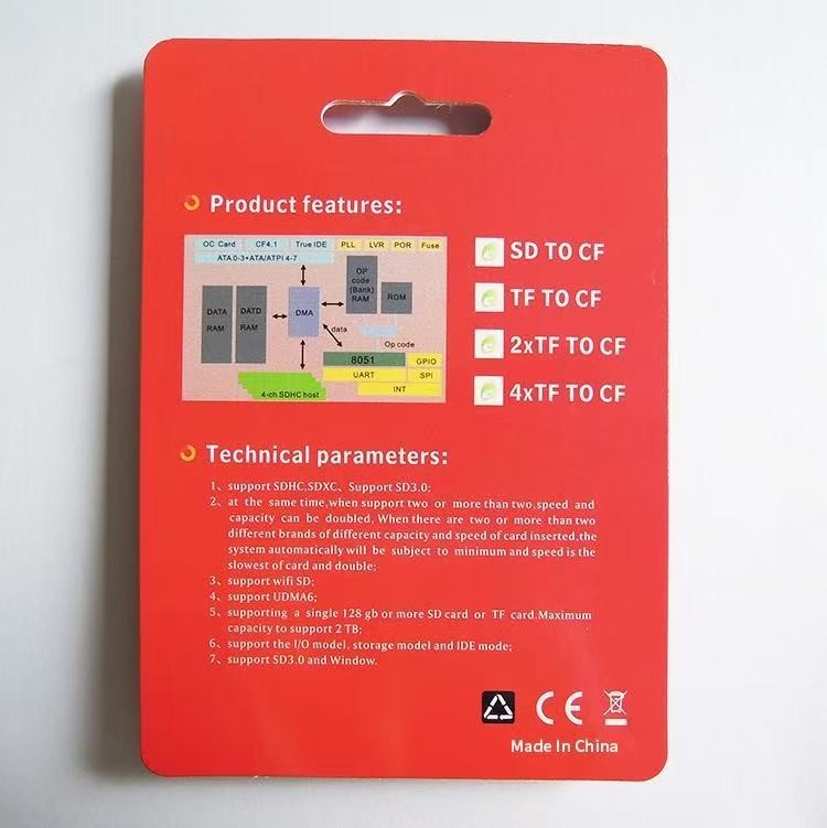 SD SDHC SDXC to CF Type I Compact Flash Memory Card Extreme Adapter Reader