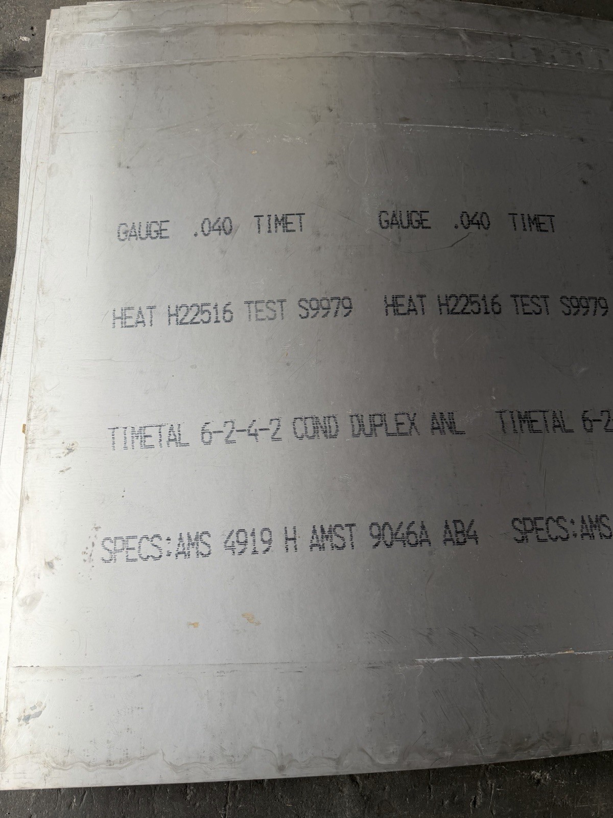 6-2-4-2 Titanium Sheet 24" x 24" x .040"