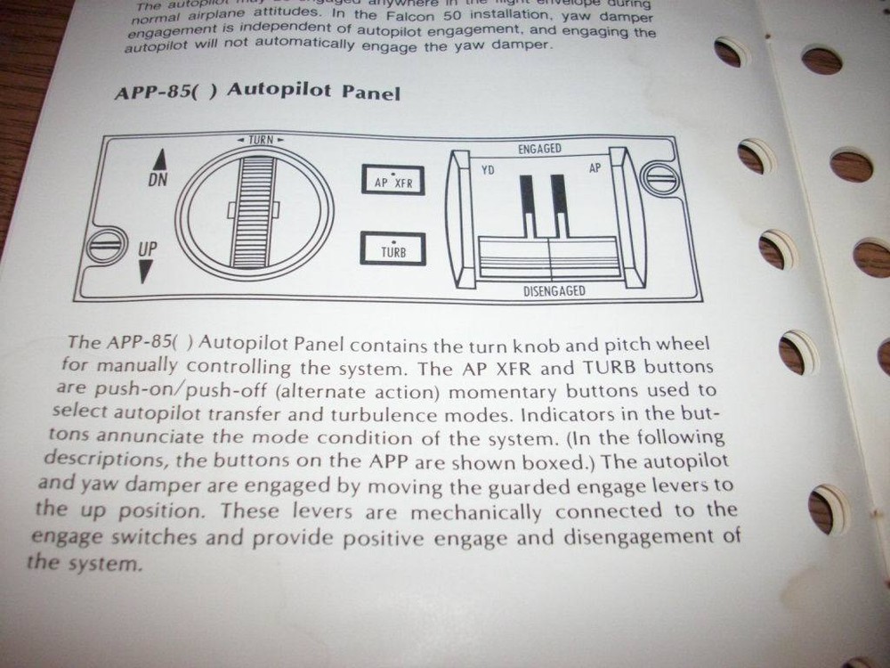 Collins APS-85 Autopilot in Falcon 50 Pilots' Guide