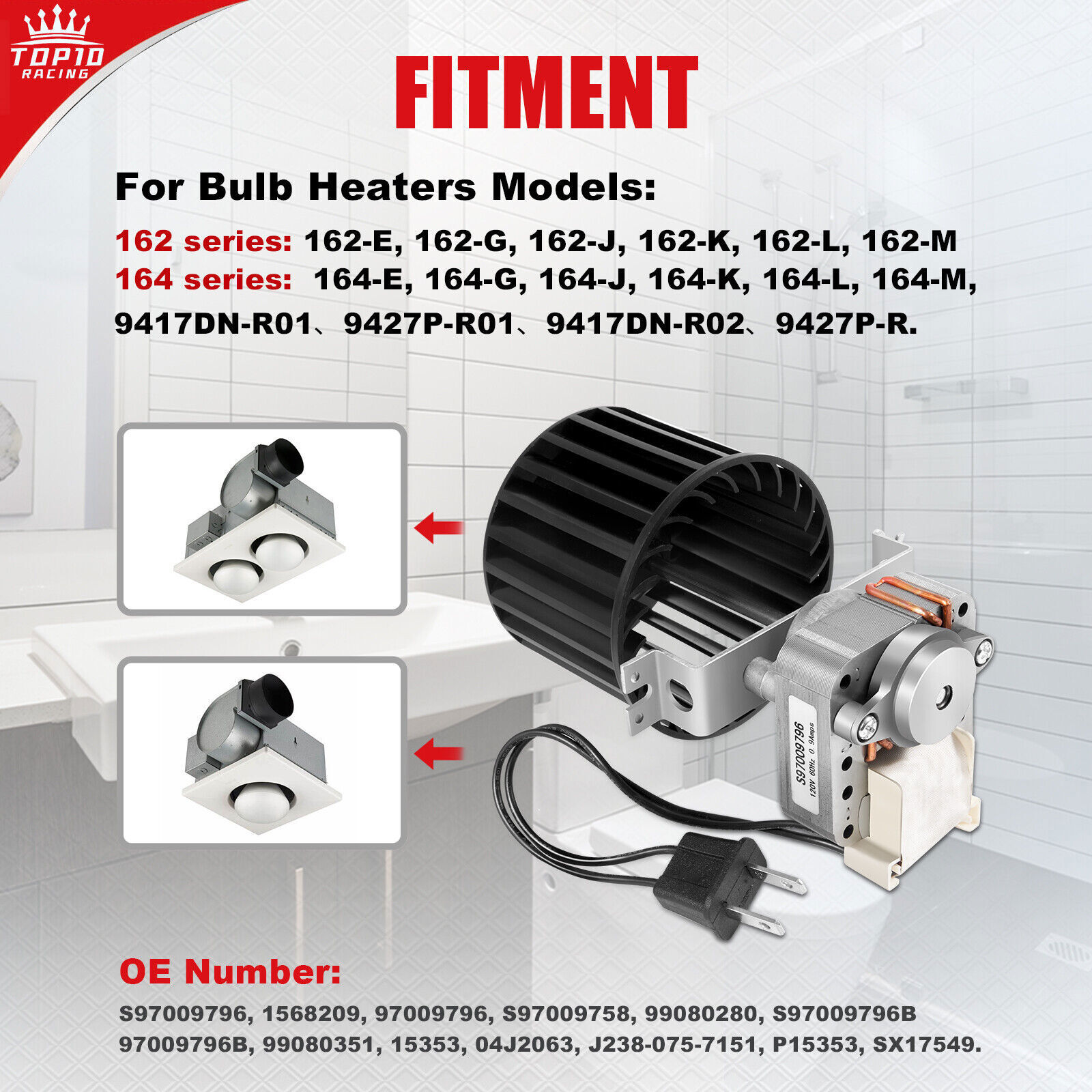 NEW Bathroom Fan Motor Blower Assembly For Broan Nutone Bulb Ceiling S97009796