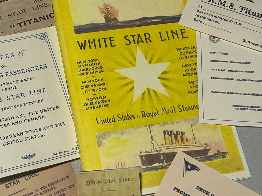 RMS TITANIC, reprint, First Class Passenger on board documents, Nice!