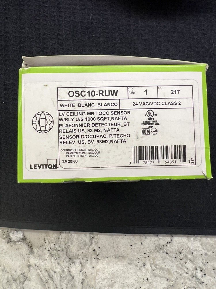 Leviton OSC10-RUW Low Voltage Ultrasonic 360° Occupancy Sensor Ceiling 1000sf