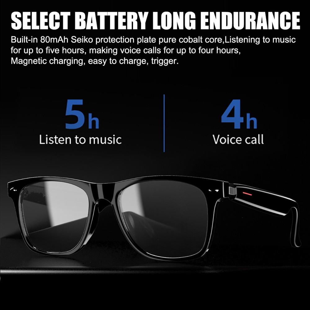 Smart Glasses Polarized Sunglass Audio Mic Speakers Bluetooth Call Remote Camera