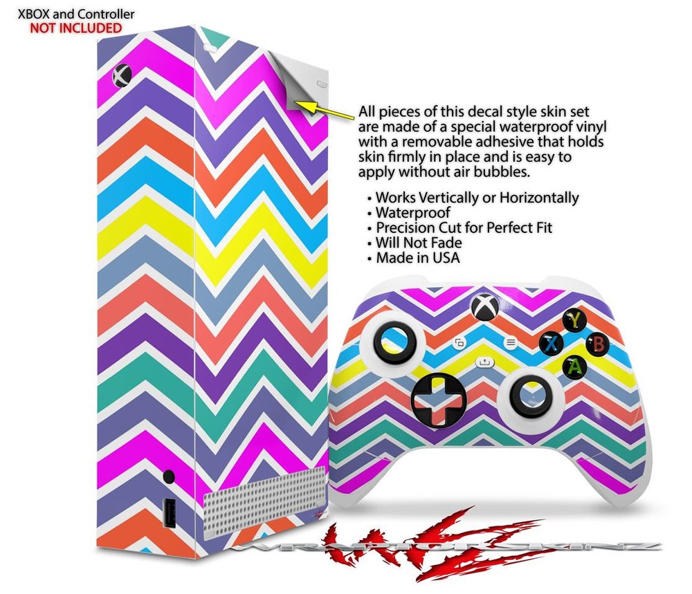 Skin Wrap for XBOX Series S Console Controller Zig Zag Colors 04