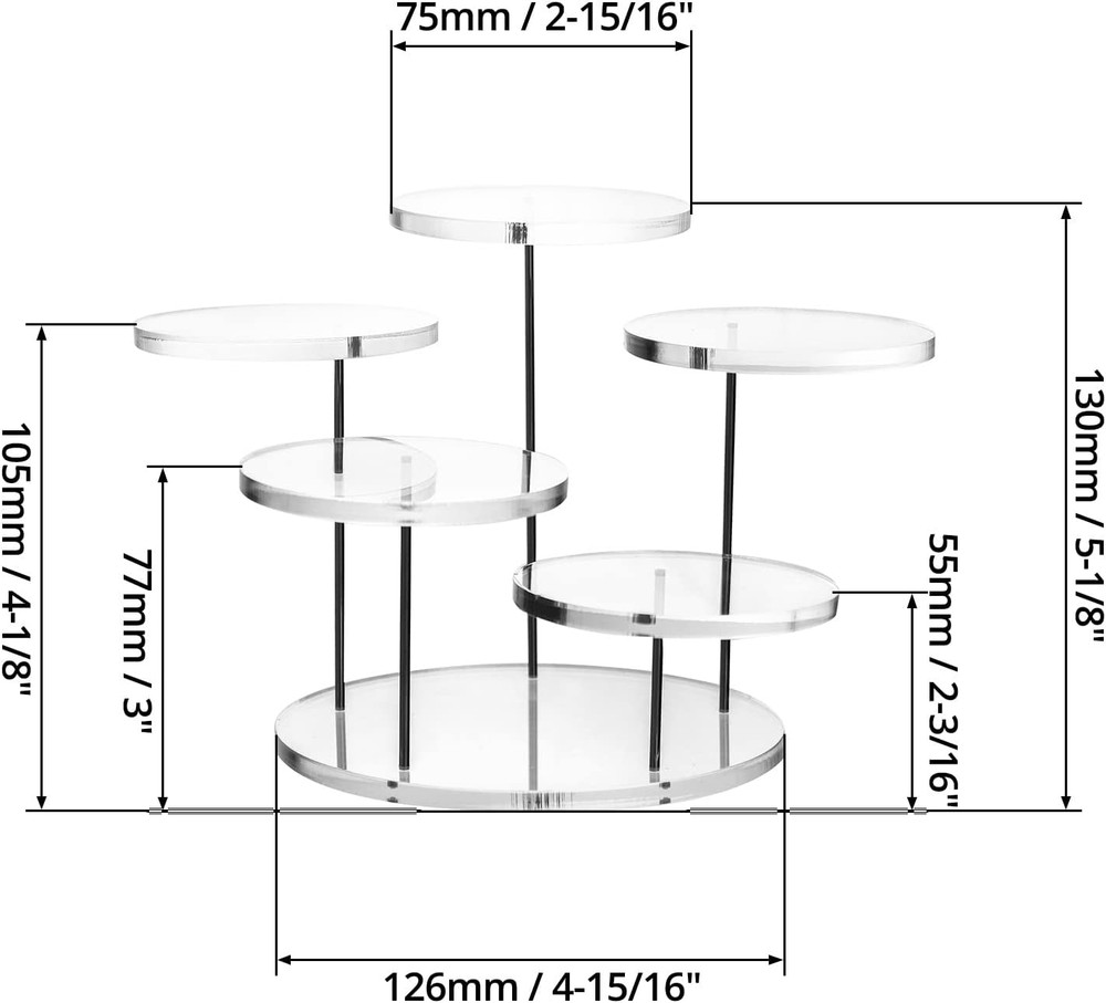 Round Acrylic Products Display Riser Stands 5 Tier Displaying Risers Display New
