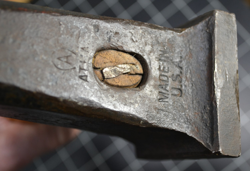 ATHA - 2 1/2" - BLACKSMITH SQUARE FLATTER HAMMER - ALL ORIGINAL WITH HANDLE