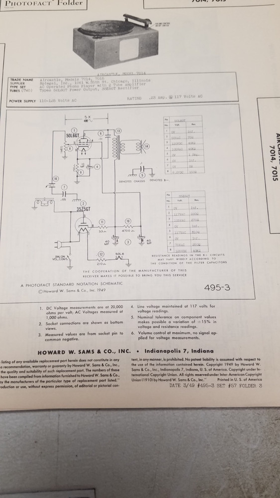 Sam's Photofact Set 57 3/49 Complete Set (D)