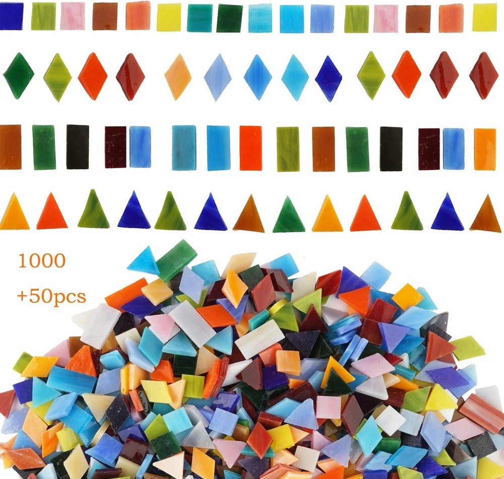 Colorful 1050-Piece Mosaic Tile Set - Diamond, Triangle, Square & Rectangle