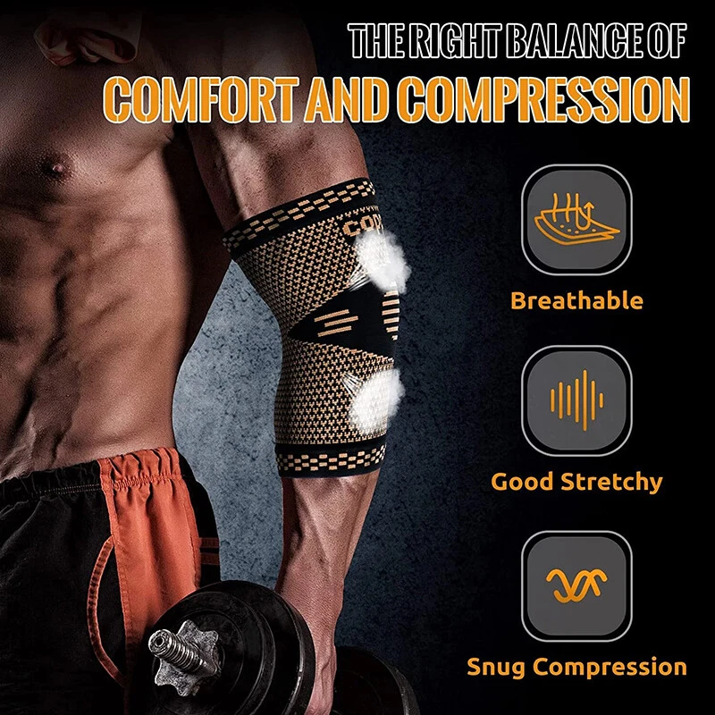 US Copper Elbow Brace Compression Support Sleeve Arthritis Tendonitis Joint Pain