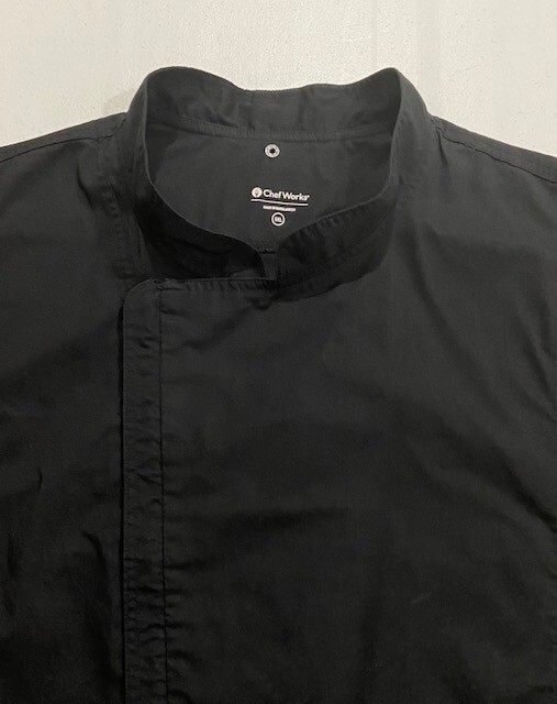 Men's Size 5XL Chef Coat Chef Works Zip Front Cool Vent Side Panels Black EUC