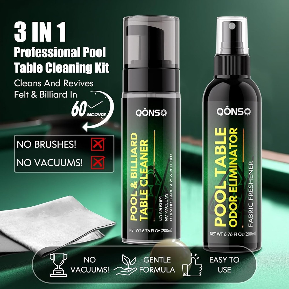 Pool Table Felt Cleaner Kit, Fast Clean Green Billiard Table Felt Cleaner Spray