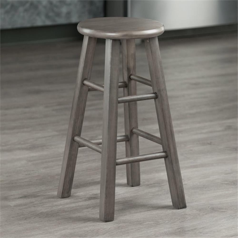Bowery Hill 24" Transitional Solid Wood Counter Stool in Rustic Gray