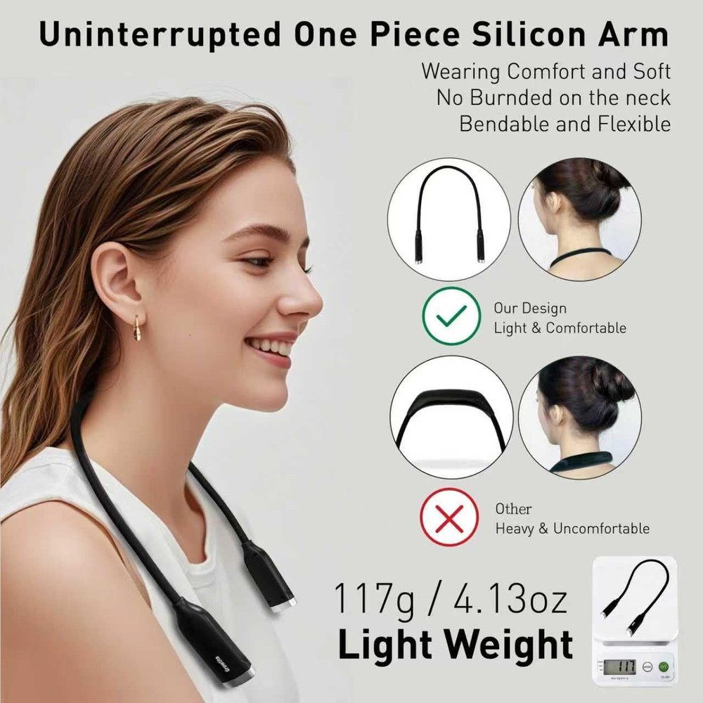 Neck Reading Light, 3 Color Brightness Adjustable Book Light for Reading in ...
