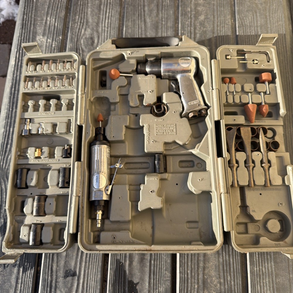 Trades Pro Pneumatic Air Tool Set W/ Accessories & Case Not Complete