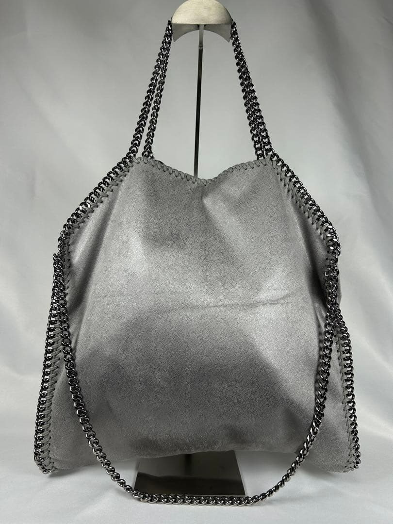 Stella Mccartney Falabella large Fold over Tote Gray Leather Shoulder bag 122611