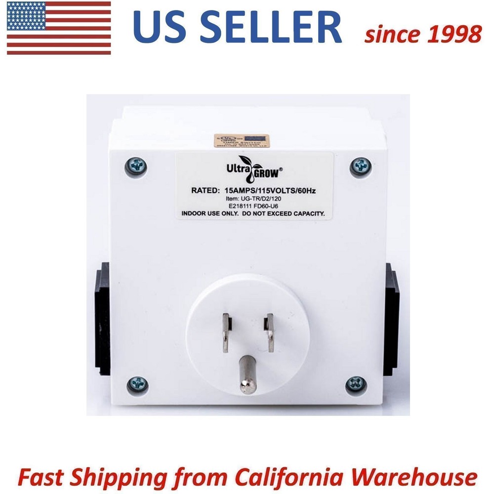UltraGrow 120V Digital Programmable 7-Day Timer Double 3-Prong Outlet Plug LCD