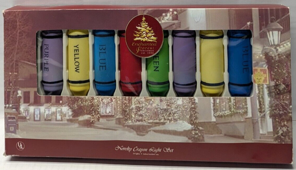 Vintage Enchanted Forest Novelty Crayon 10-Light Set Christmas 2002